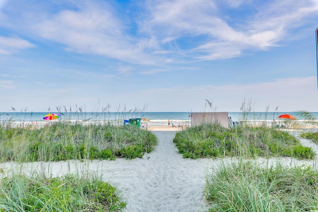 view of water feature featuring a view of the beach