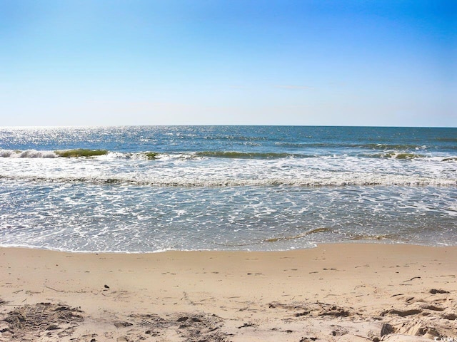 view of water feature with a view of the beach