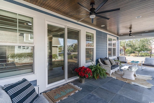 view of patio / terrace with ceiling fan