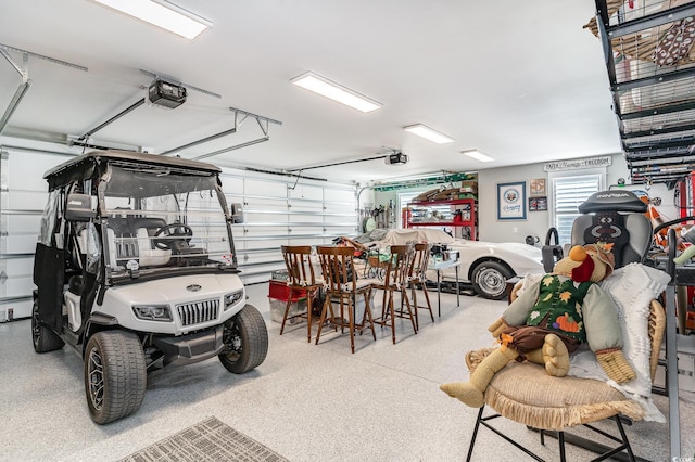 garage with a garage door opener