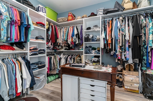 spacious closet featuring light wood-type flooring