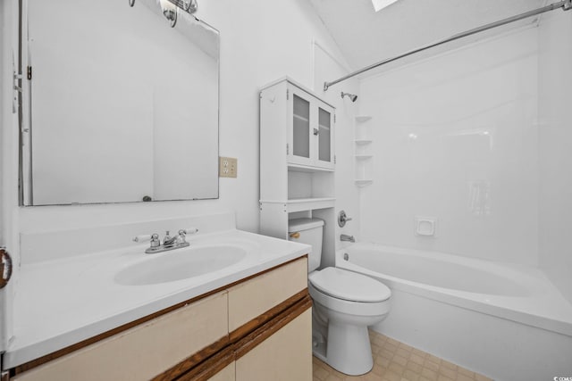 full bathroom featuring vanity, toilet, and shower / tub combination