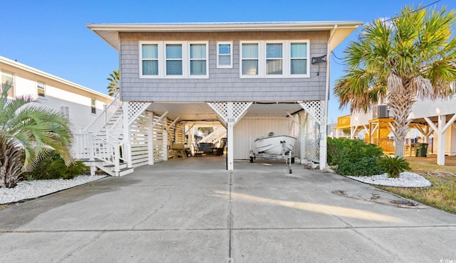 coastal inspired home with a carport