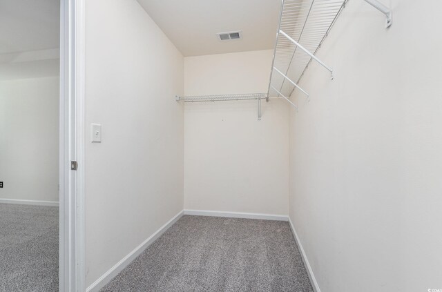 walk in closet with carpet flooring