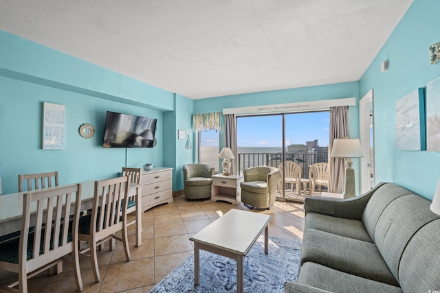 view of tiled living room