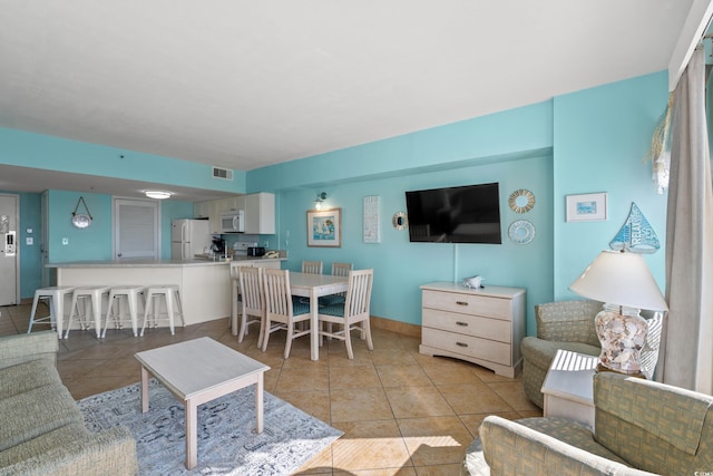 view of tiled living room