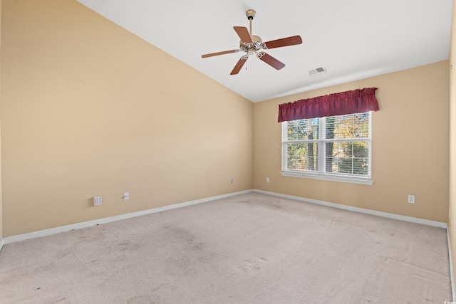 352 Mckendree Ln, Myrtle Beach, SC 29579 - spare room featuring vaulted ceiling, carpet flooring, baseboards, and a ceiling fan