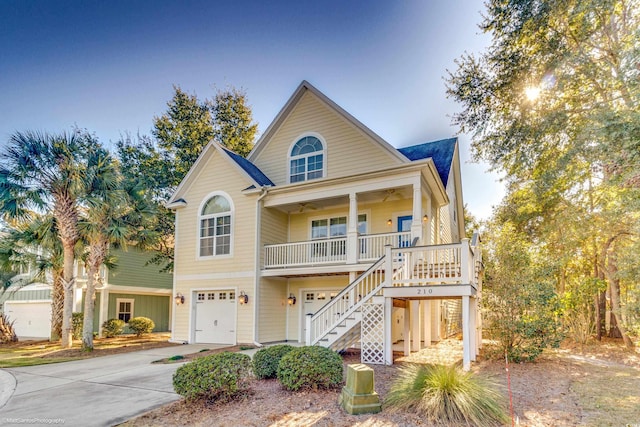 view of front of home featuring a garage and covered porch