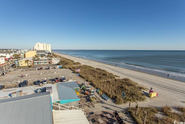 aerial view featuring a beach view and a water view