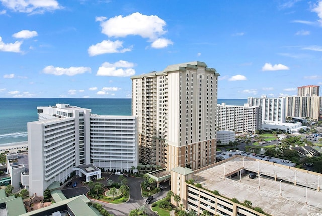 view of building exterior featuring a water view