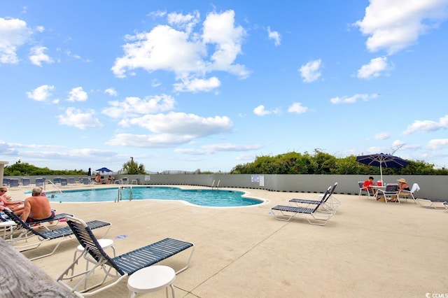 view of pool featuring a patio area