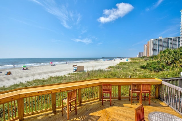 property view of water with a beach view