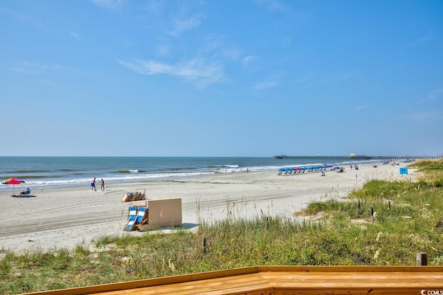 property view of water featuring a view of the beach