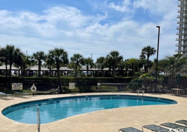 view of pool featuring a patio