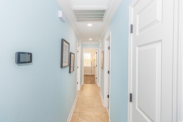 hallway with ornamental molding