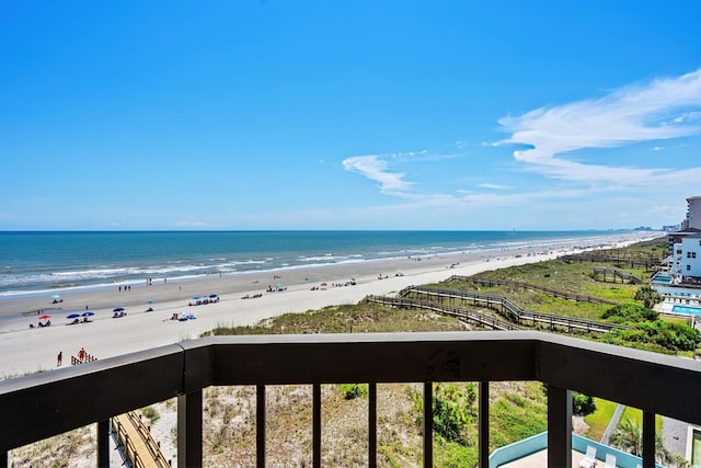 property view of water featuring a beach view