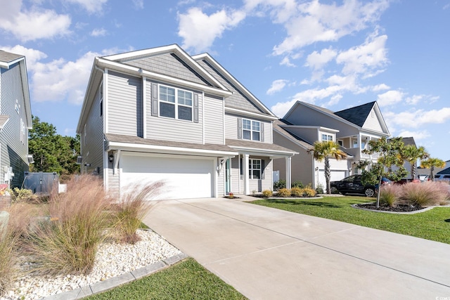 view of front of home featuring a garage and a front yard