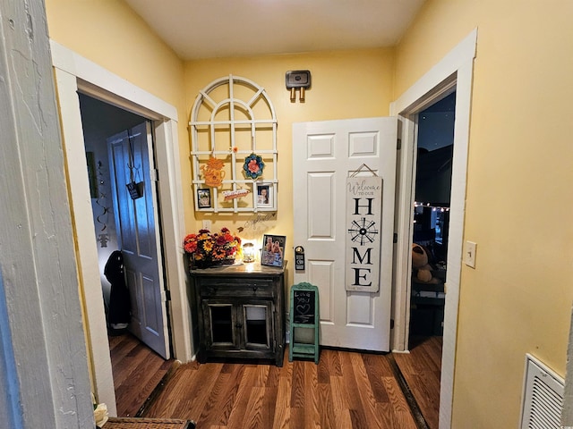 hall featuring dark hardwood / wood-style floors