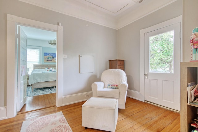 sitting room with light wood-type flooring