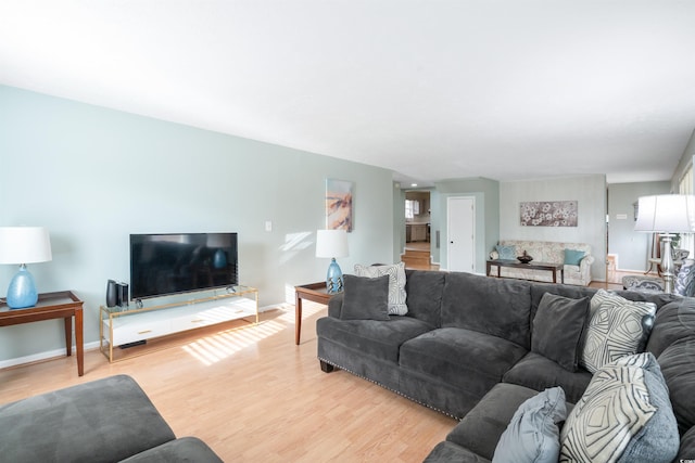 living room with light wood-type flooring