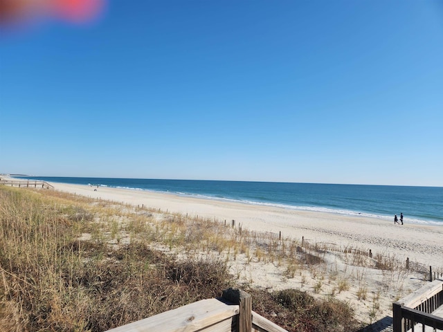 property view of water featuring a view of the beach