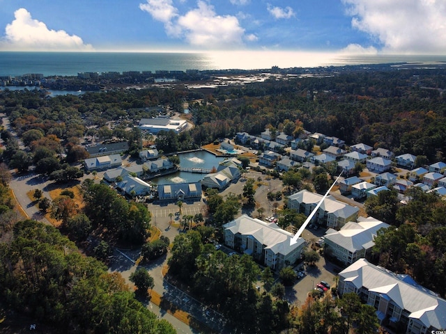 bird's eye view featuring a water view