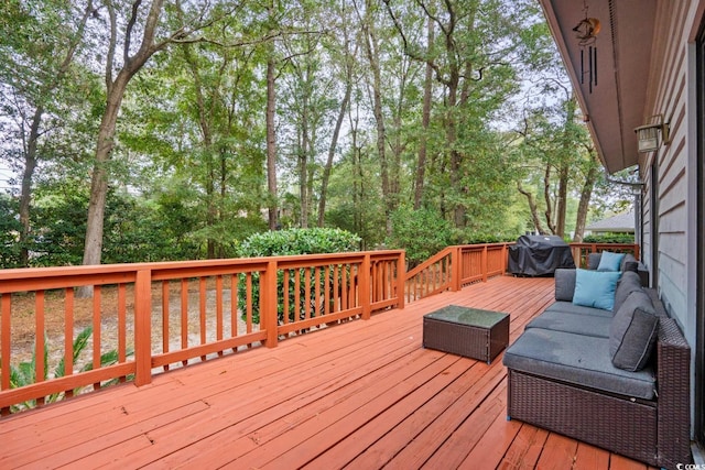 deck featuring grilling area