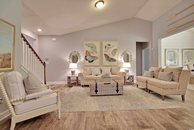 2038 Lone Cypress Dr, Myrtle Beach, SC 29579 - living room with hardwood / wood-style flooring and lofted ceiling