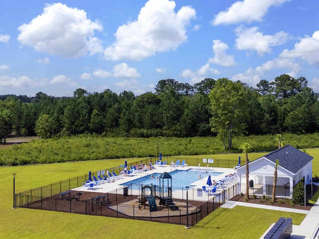 2038 Lone Cypress Dr, Myrtle Beach, SC 29579 - view of swimming pool with a yard