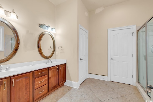 5603 Leatherleaf Dr, North Myrtle Beach, SC 29582 - full bath featuring double vanity, tile patterned flooring, and a stall shower
