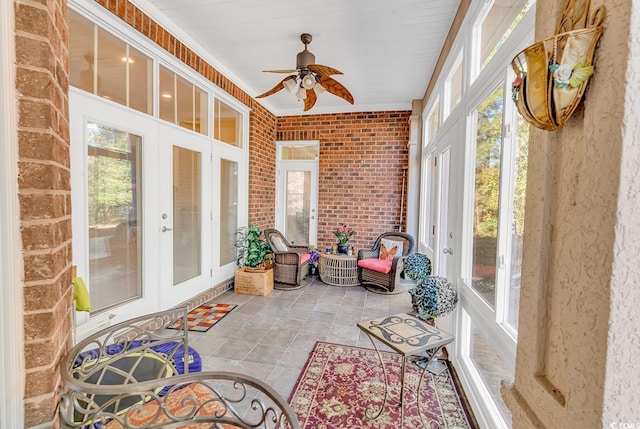 5603 Leatherleaf Dr, North Myrtle Beach, SC 29582 - sunroom / solarium featuring french doors, a ceiling fan, and healthy amount of natural light