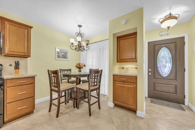 dining room with an inviting chandelier