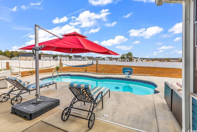 view of swimming pool featuring a patio