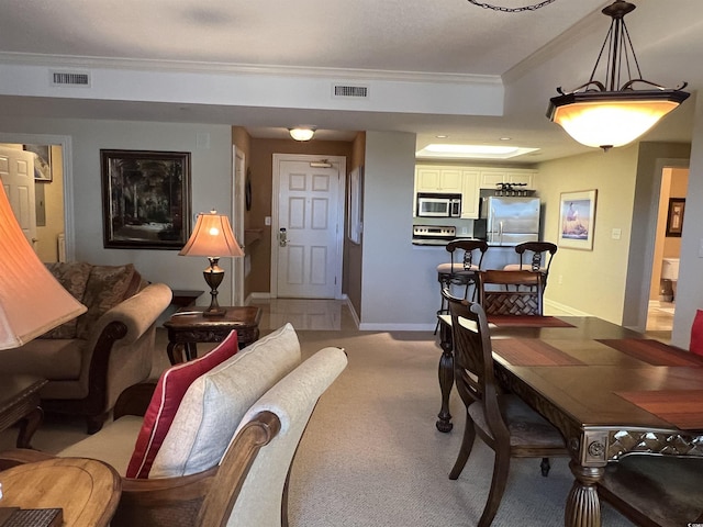 interior space featuring ornamental molding