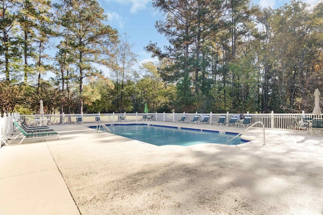 view of swimming pool with a patio area