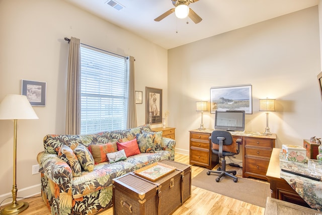 190 Sugar Loaf Ln, Murrells Inlet, SC 29576 - office area featuring ceiling fan and light wood-style flooring