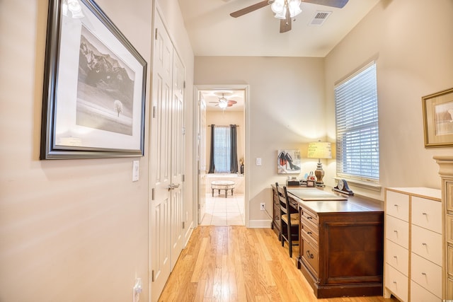 190 Sugar Loaf Ln, Murrells Inlet, SC 29576 - office with a ceiling fan, plenty of natural light, and light wood finished floors