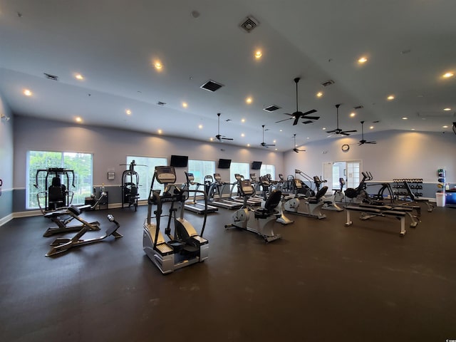 190 Sugar Loaf Ln, Murrells Inlet, SC 29576 - workout area featuring recessed lighting and ceiling fan