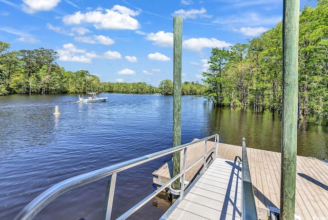 view of dock featuring a water view