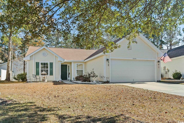 single story home with a garage