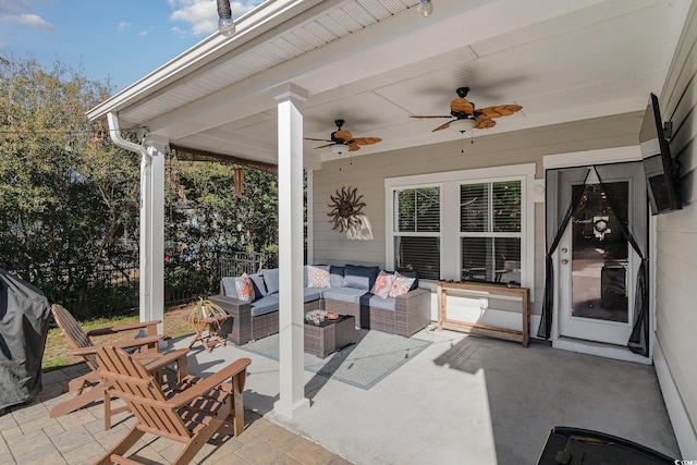 view of patio / terrace with an outdoor living space