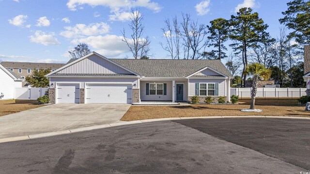 single story home with a garage