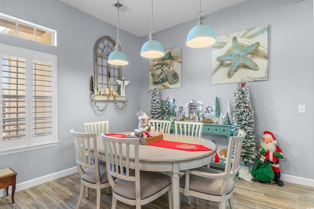 dining space featuring hardwood / wood-style floors