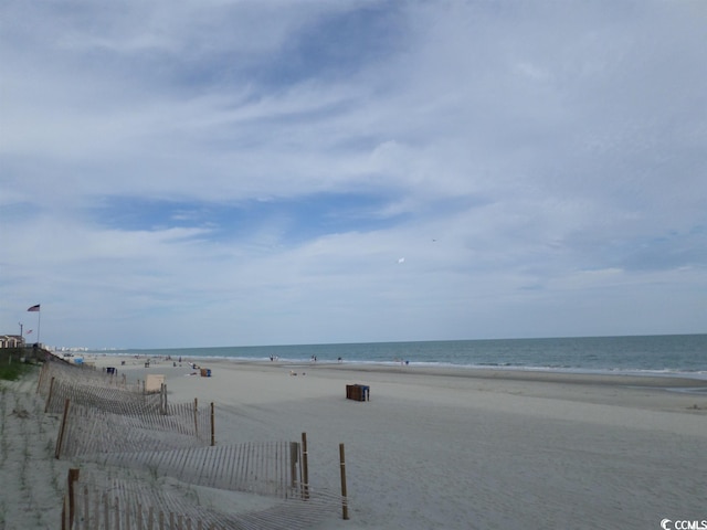 property view of water featuring a view of the beach