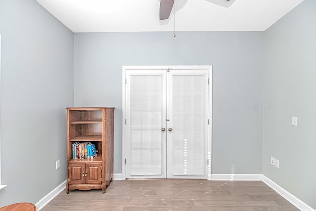 unfurnished bedroom featuring ceiling fan and light hardwood / wood-style floors