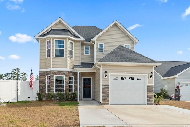 view of front of house with a garage