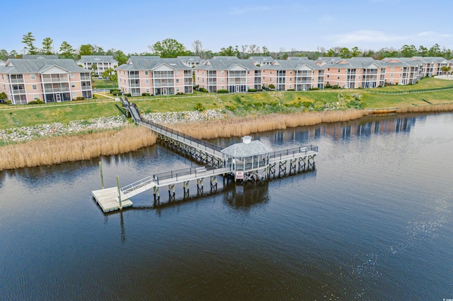 dock area with a water view