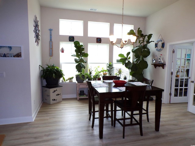 3070 Sutherland Dr, Little River, SC 29566 - dining space featuring a chandelier, light wood-type flooring, and baseboards
