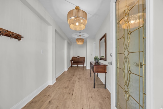 hallway featuring light wood-type flooring