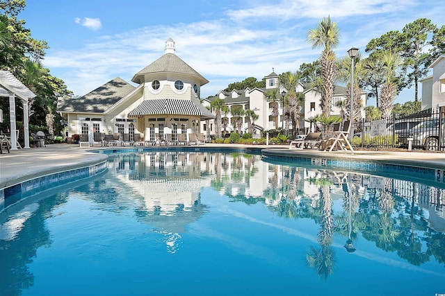 view of pool featuring a patio